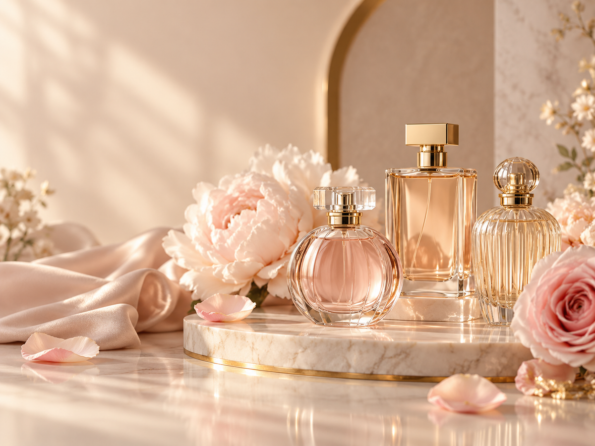 Luxury women's fragrances with elegant floral accents